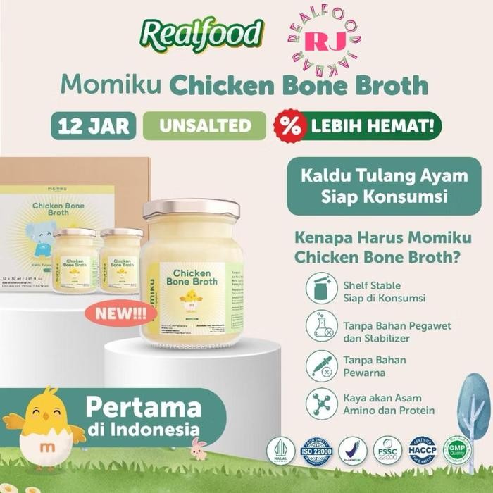 

NEW PRODUK REALFOOD MOMIKU CHICKEN BONE BROTH SALTED DAN UNSALTED KALDU AYAM SIAP KONSUMSI ISI 12