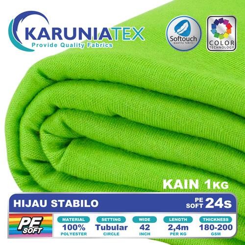 Pilihan- Kain Kaos Pe Soft 24S Kiloan Hijau Stabilo Karunia Textile