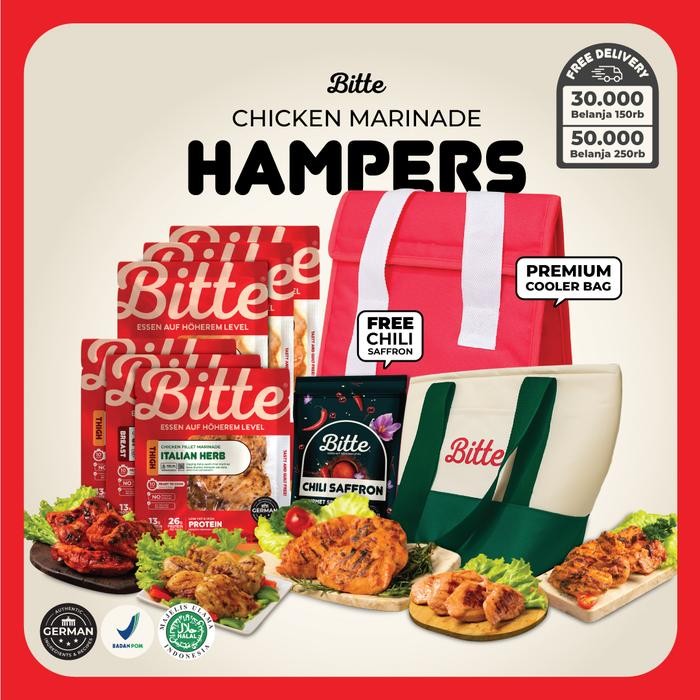 

Bitte Food Hampers Gift Parcel Frozen Chicken Marinade + Premium Hot/Cold Lunch Bag FREE Chili