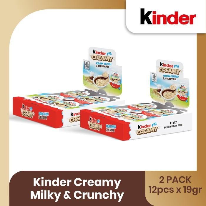 

Kinder Creamy Milky & Crunchy 19gr Isi 12pcs - TWINPACK