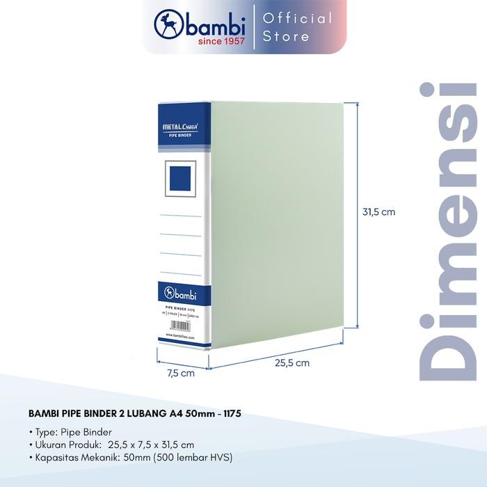 

Pilihan- Bambi Pipe Binder A4 Mid Size 50 Mm With Full Spine 4 Colour Labels 1175