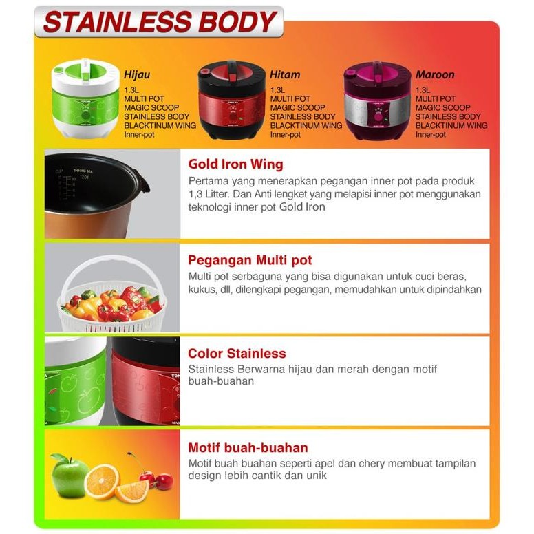 YONG MA SMALL RICE COOKER 1.3Lt SMC 5031 SMC-5031