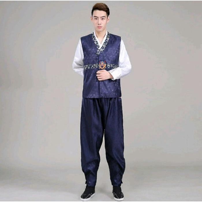 Hanbok Korean Man Adult Costume Halloween Kostum Korea Hanbok Pria Dewasa Set Celana
