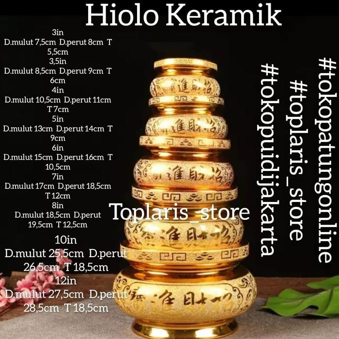 Hiolo Tempat Hio Keramik 8In Emas
