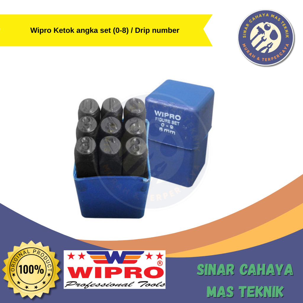

Wipro Ketok angka set (0-8) / Drip number / Pahat / Embos