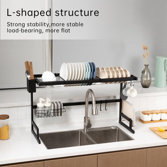 DISKON Sink Rack / Rak Piring Dapur wastafel Stainless 85 CM Kokoh READY STOCK