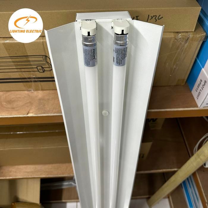 Kap Lampu TKO 2x36 Set komplit tl led Philips 2x16 Watt t8 120CM