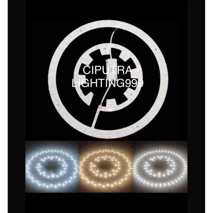 SPERPART LAMPU HIAS CRISTAL PLAFON LED 3 WARNA + DRIVER LEBAR 38 CM