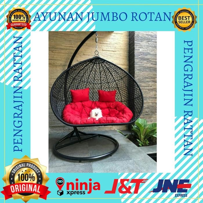 Ayunan Kursi Rotan Gantung Goyang Jumbo Anyaman Rotan Sintetis Anak Dewasa Malas Santai Tidur