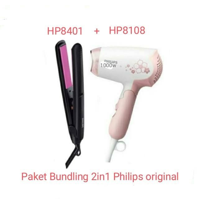 PAKET 2IN1 Philips catokan rambut + hair dryer HP8401 + HP8108 ori