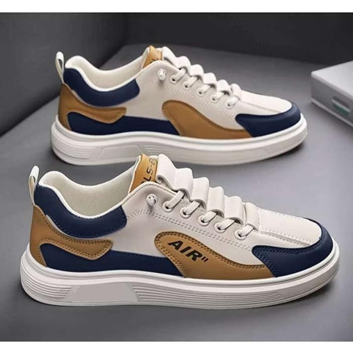 TERMURAH Sepatu Sneakers ARAN Collection PRIA Casual Korean Style Cowo AR07 Putih Sport - Hitam,