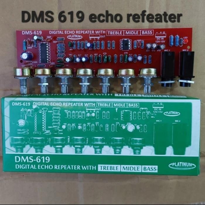 ( Dms 619 ) Digital Echo Repeater With Dengan Tone Kontrol Control Penguat 2 Mic Microfon Karaoke