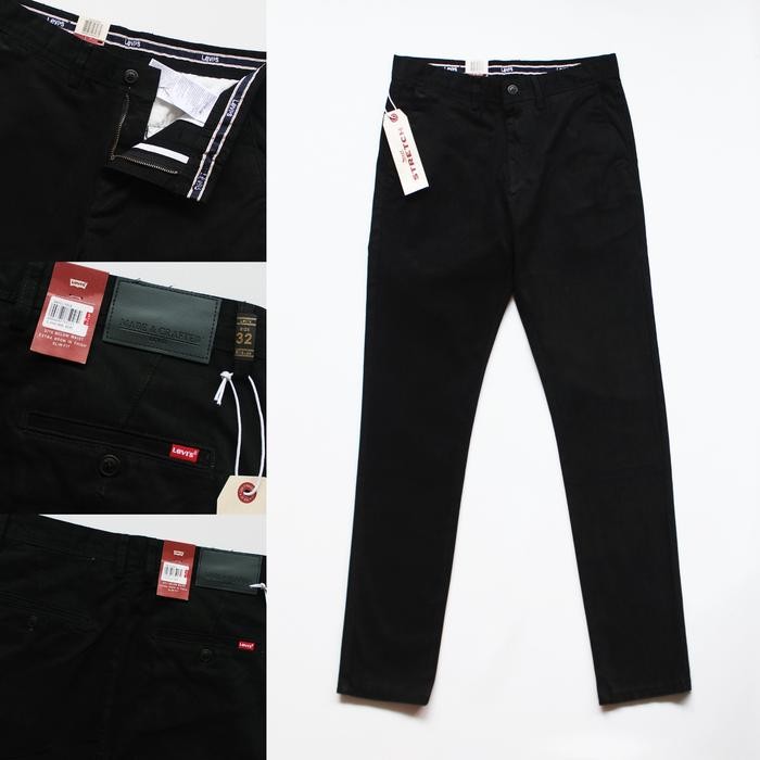 NEW PRODUK L CHINOS SLIM FIT STRETCH LONG PANTS BLACK MELYLA