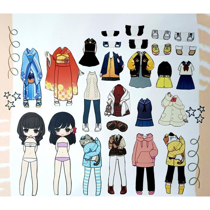 BONGKAR PASANG BAJU KERTAS MAGNET DRESS UP DOLL BUSY PAGE BP BPAN BL KODE 712