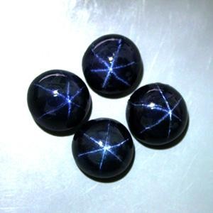 NATURAL BLUE SAPPHIRE STAR 6 RAY 4 PCS Batu Safir Ster Biru Asli 100% Untuk Perhiasan Cincin dan