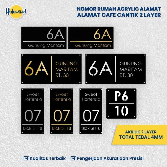 

Readyyy Nomor Rumah Acrylic Alamat / Alamat Cafe Cantik / Premium / Custom Hitam Abu Gold Terbaru