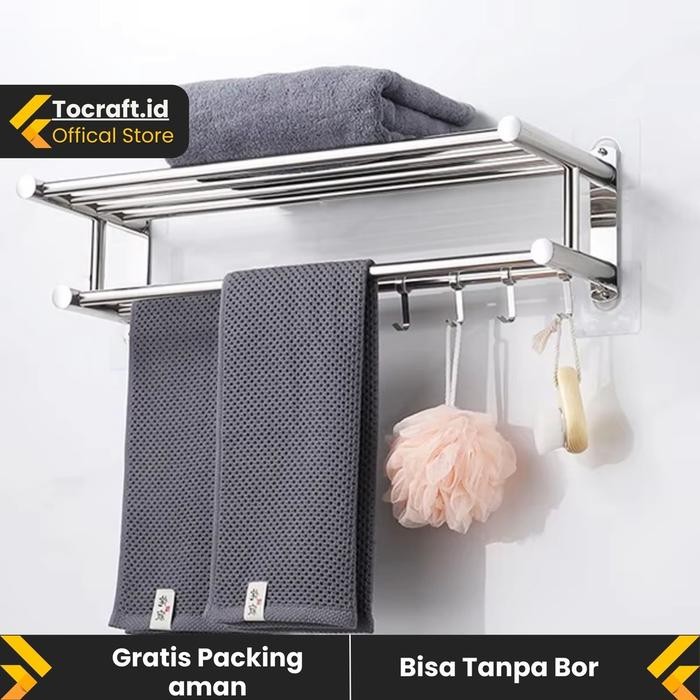 Ikea Livien - Rak Kamar Mandi Gantungan Handuk Tempel Stainless Steel