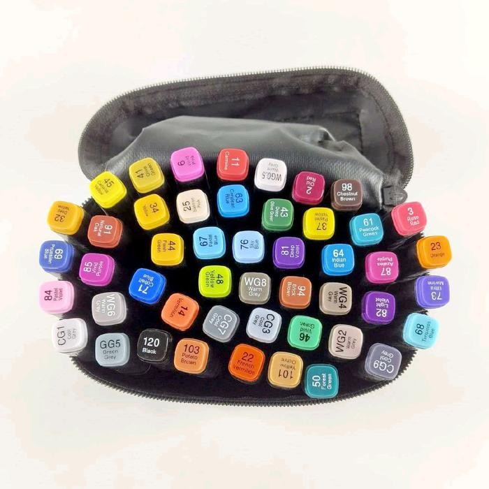 

Promo Isi 48 Pcs Toddi Spidol Dual Side Fine Art Brush Art Marker Set 1.0 And 6.0Mm Tip Blue