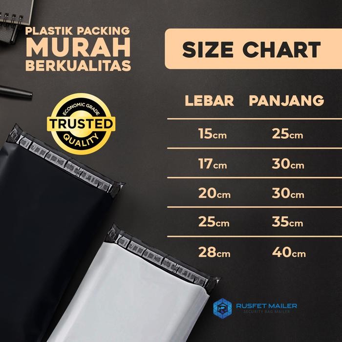 

AMPLOP PLASTIK POLYMAILER BLACK WHITE - RUSFET 28 X 40 KODE 1322