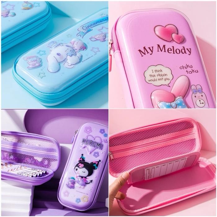 

Kawaii Sanrio Eva Pencil Box Kotak Pensil Kuromi Melody Iigen
