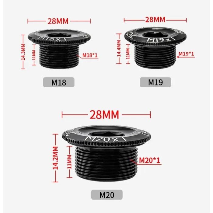 JTTOP" TUTUP CRANK ARM HT2 M15 M18 M20 HOLLOWTECH 2 BAUT KIRI SEPEDA PENUTUP