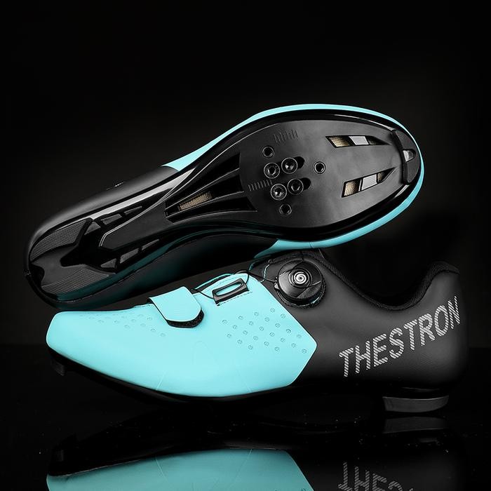 Sepatu Sepeda Cleat Thestron Roadbike Mtb Bianchi Blue #Gratisongkir