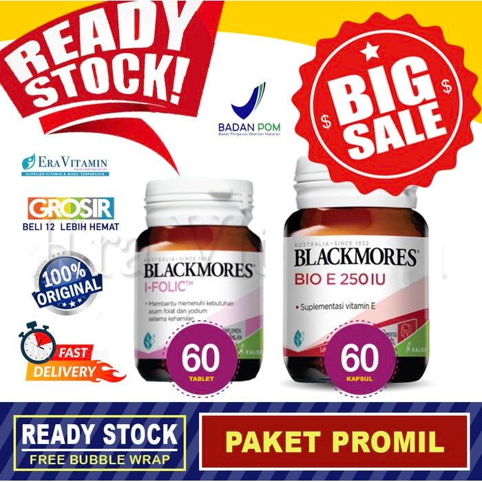 Paket PROMIL - Blackmores i-folic dan bio E - program hamil