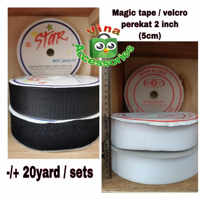 

Stok Baru magic tape 2inch / perekat velcro 5cm hitam / 20yard