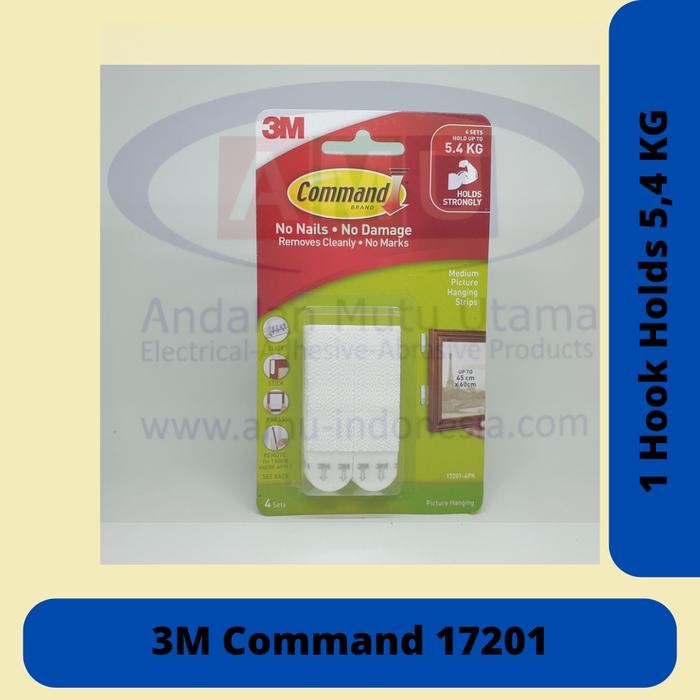 

Stok Baru 3M Command Hook Medium Picture Hanging Strips 5.4 KG 17201