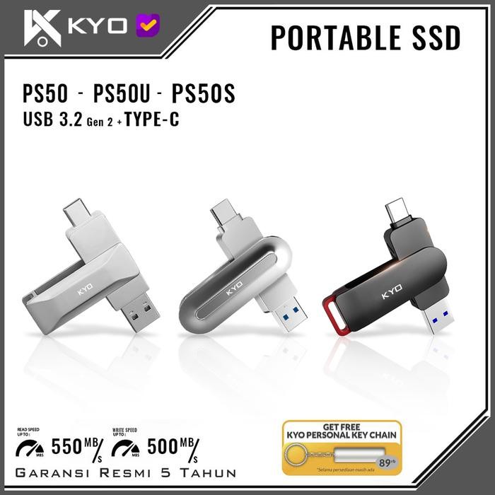 KYO PS50 / PS50U / PS50S 128GB Portable SSD USB 3.2 TYPE C External SSD Eksternal USSD