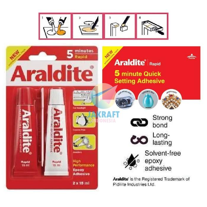 

Stok Baru (1 Set) Lem Epoksi Besi Bening ARALDITE Merah Red Cepat 5 Menit Rapid 5 Minutes Strong