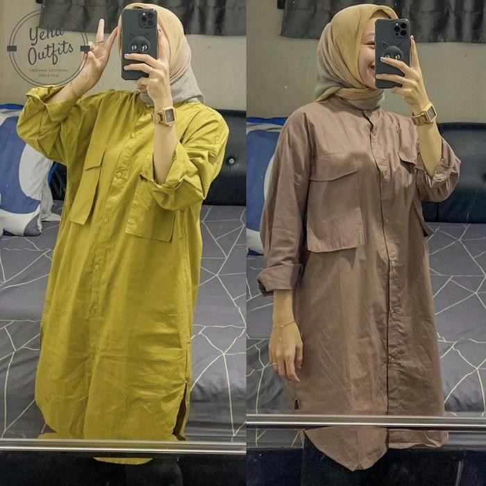 Pitaya Tunik Wanita Muslim Baju Atasan Dress Gamis Jumbo Polos Terbaru