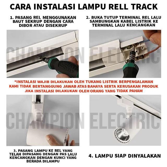 PAKET LAMPU SOROT LED REL ISI 6 SPOTLIGHT TRACK LIGHT RELL 2 METER