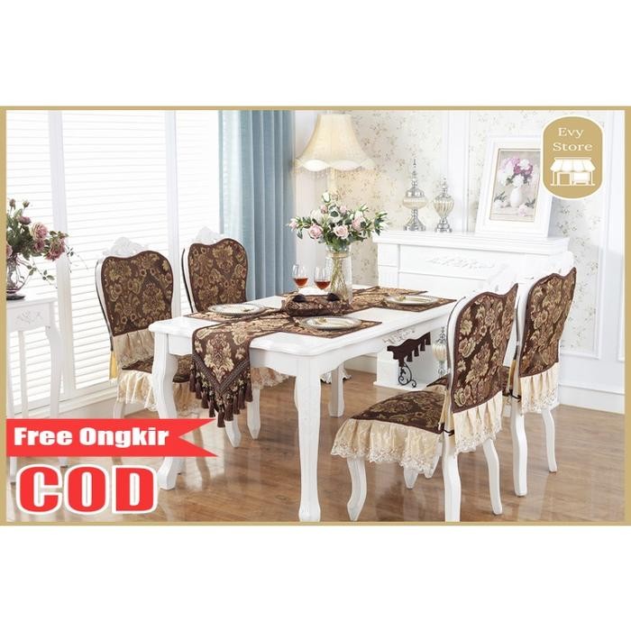 EVY STORE COD TAPLAK MEJA TAMU TEBAL BORDIR TIMBUL MEJA MAKAN RUMBAI BELGIA TURKI PREMIUM ALAS MEJA