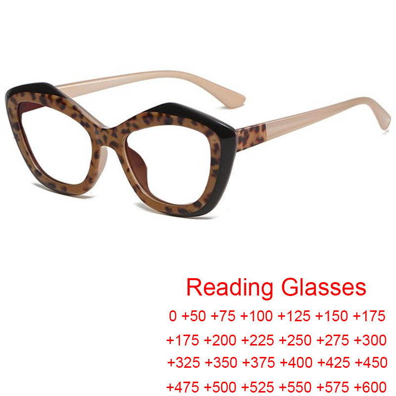 Irregular Leopard Brown Cat Eye Glasses Frame Women Fashion Vintage