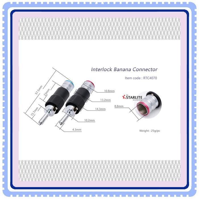 Jack Banana Rhodium Palic Interlocking Connector - Per Buah