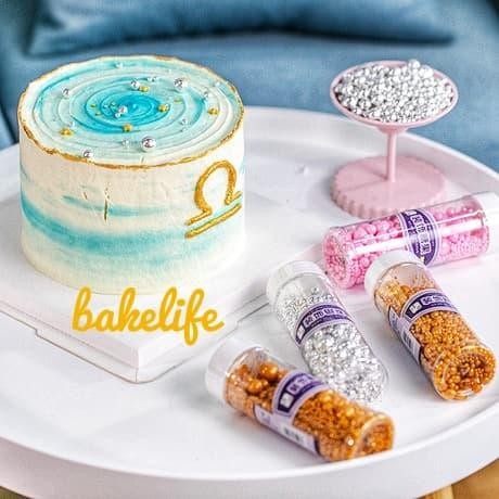 

Permen mutiara hiasan kue tart candy warna pink putih gold