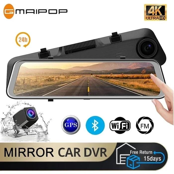 Car Mirror Display 4K Dash Cam Mirror Car DVR Black Box with GPS