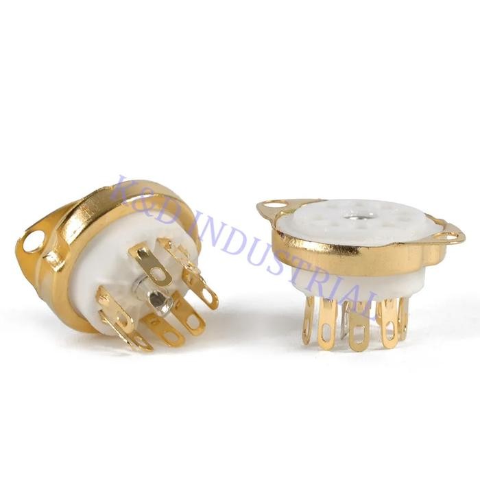2pcs Ceramic Valve Tube Socket 9Pin Gold Plate Chassis B9A Base 6922