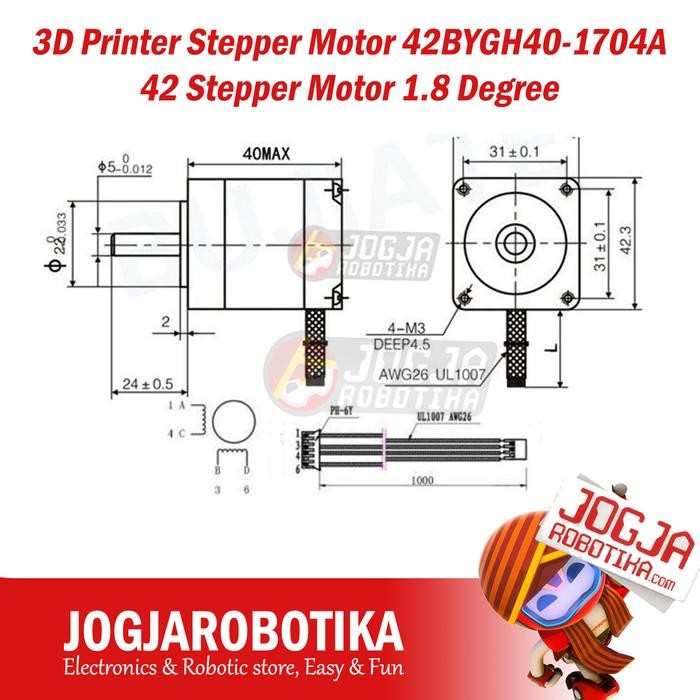 Termurah 3d Printer Stepper Motor 42BYGH40-1704A 42 Stepper Motor 1.8 Degree