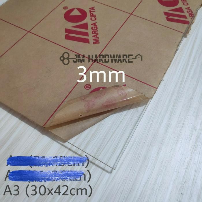 Acrylic bening 3mm A3 mika akrilik lembaran