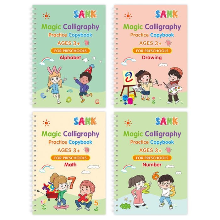 

Buku Mewarnai Sank Magic Book 1 Set isi 4 Buku Buku Edukasi Anak 3D Belajar Menulis Angka Dan Huruf