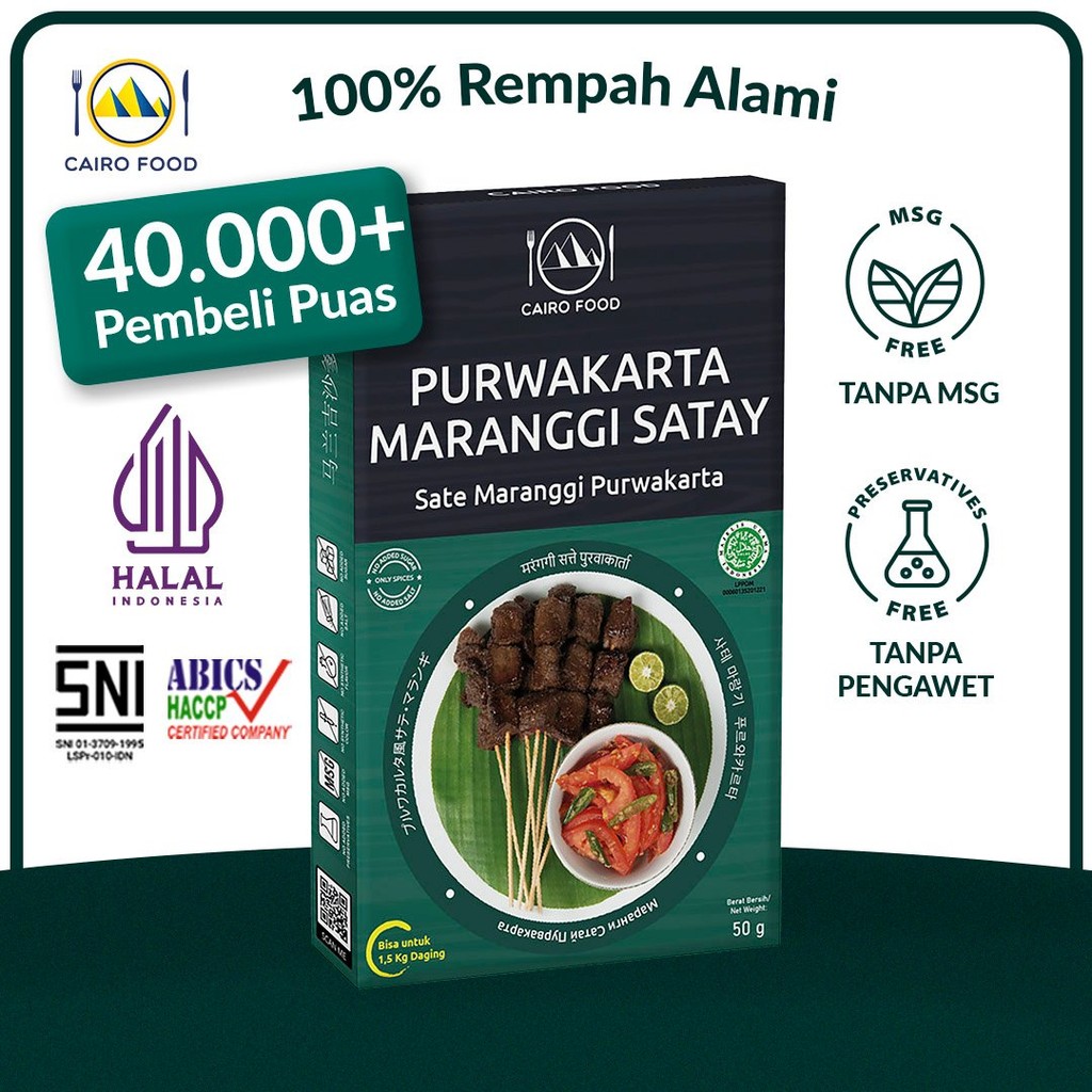 

Bumbu Sate Maranggi Purwakarta Tanpa Garam & Gula Spice Mix Sehat - Cairo Food