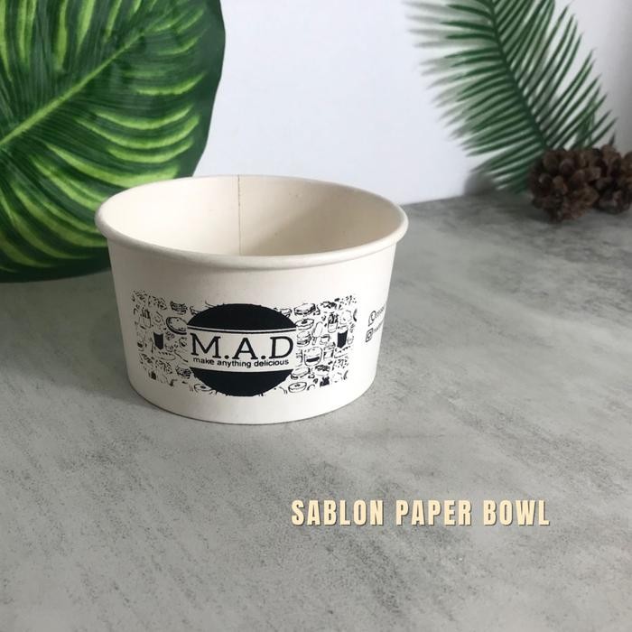 Sablon Custom Paper Bowl 360 Ml Sablon Rice Bowl 1 Warna Sablon Logo