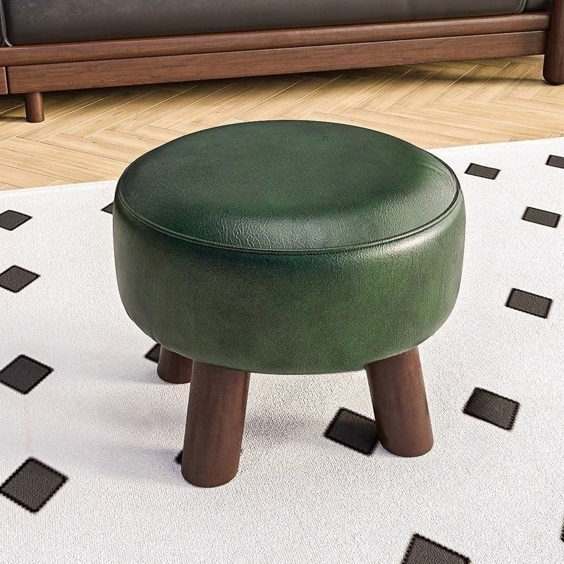 Modern Interior Furniture Mini Ottoman Cover Round Living Room Chair Wood Portable Stool Ottoman