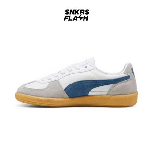 PUMA Palermo Lth White Blue Horizon Gum Sepatu Sneakers Pria - 39646414