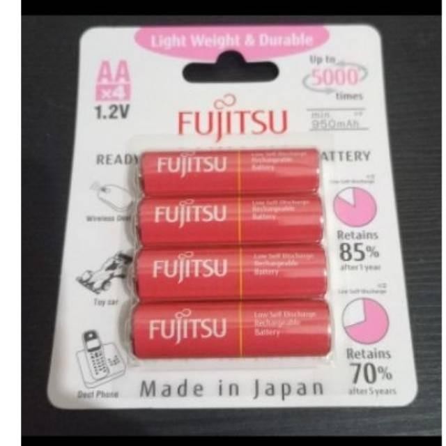 Baterai Fujitsu Pink AA 950mah isi 4 Pcs Rechargeable Limited Ori