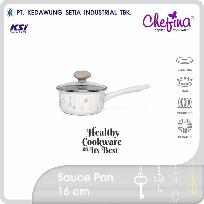 PREMIUM Chefina Sauce Pan 16 cm Chandelier Panci Enamel