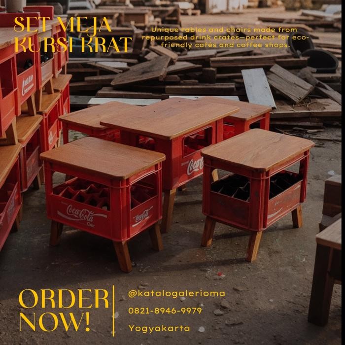 PREMIUM Meja Kursi Krat Cocacola Unik Cafe