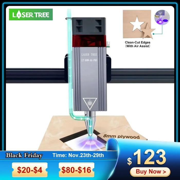 LASER TREE 80W Laser Module with Air Assist 450nm 40W TTL Laser Head